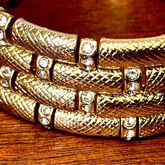 Vintage Exotic Snake Gem Bling Accents Bangle Bracelet Stretch Statement Retro - Picture 8 of 8